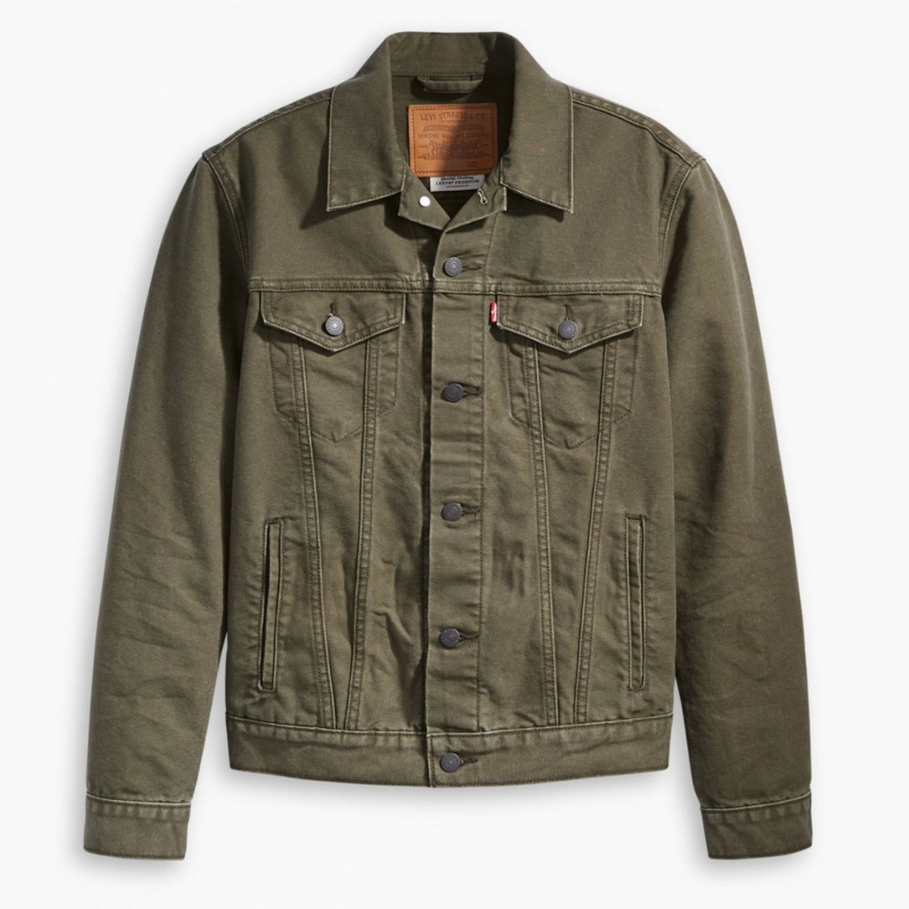 Levi's Premium Trucker Jacket in Olive Night Canvas